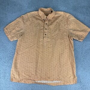 Reyn Spooner Shirt Men's MediumOrange Pullover Floral Surf Hawaiian Traditionals